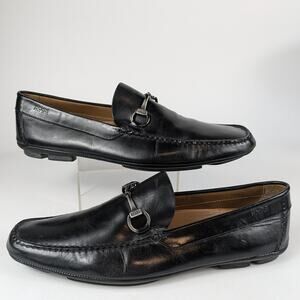 Hugo Boss Mens Size 9 Loafers Black Bit Leather Dress Shoes Driving 16031 Formal
